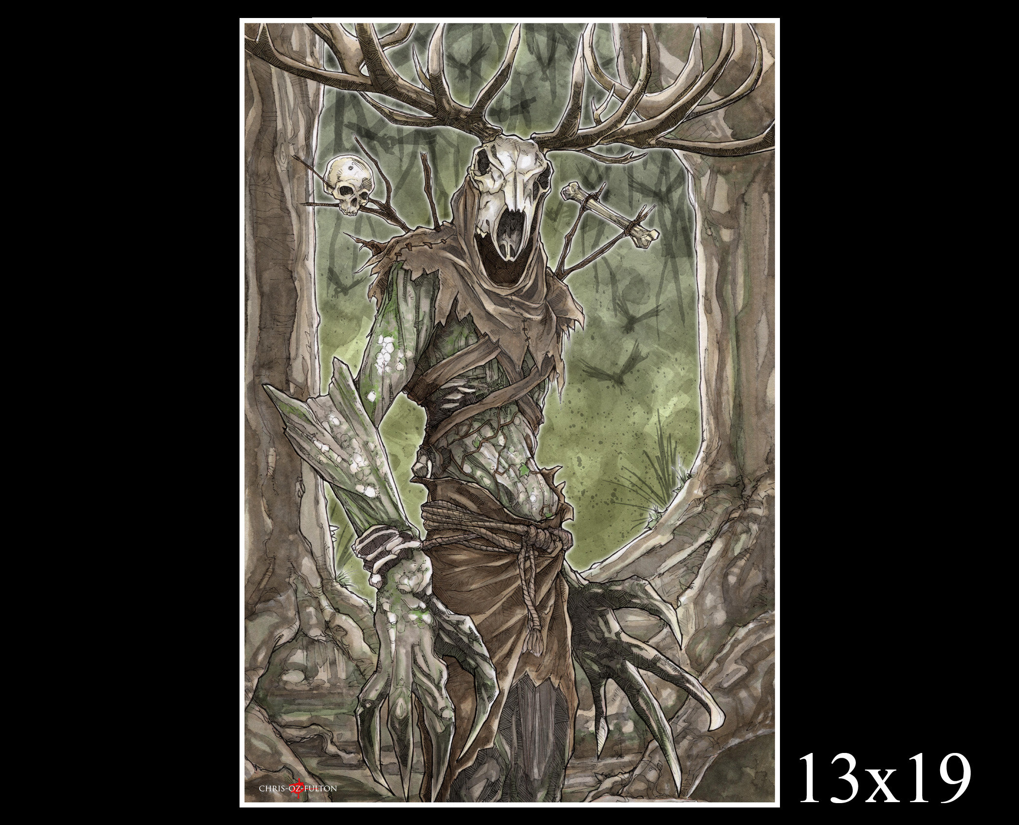 クリス・オズ・フルトンによるレーシェン神話の生き物ポスタープリント