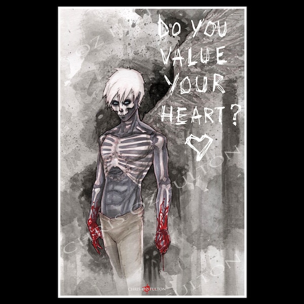 Hobo Heart Bloody Hands Creepypasta Poster Art Print By Artist Chris Oz Fulton