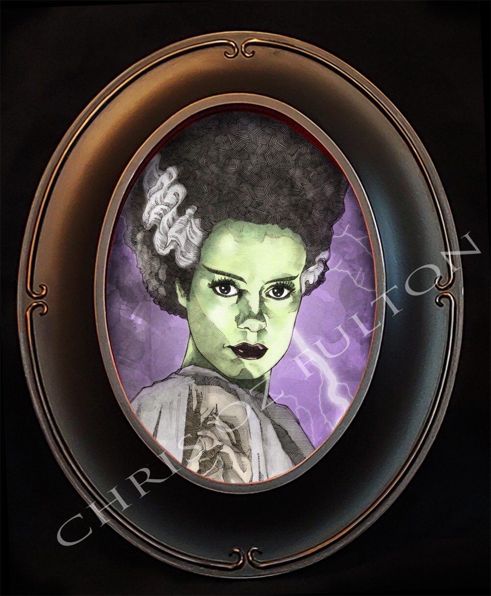 Bride of Frankenstein Horror Movie Framed Art Print by Chris | Etsy