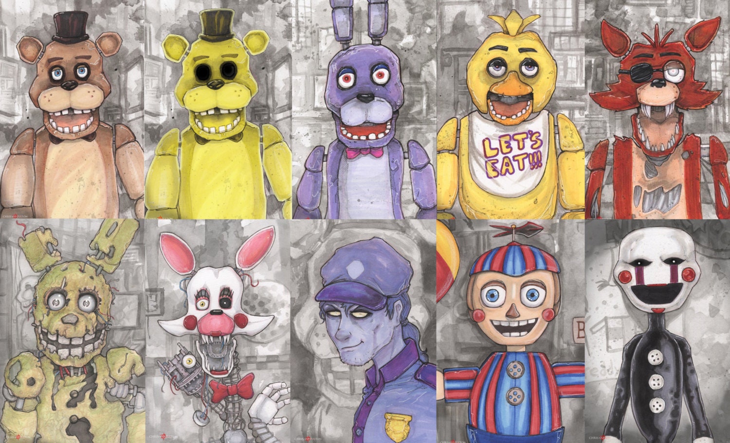 Five Nights at Freddy's Poster Print Set Of 10.