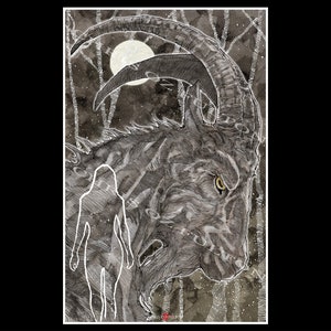 Black Phillip The Witch Horrorfilm Poster Wand Kunst Druck signiert von Künstler Chris Oz Fulton