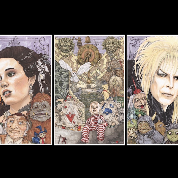 Labyrinth Jareth Toby und Sarah 3er Set 11x17 Poster Drucke Chris Oz Fulton