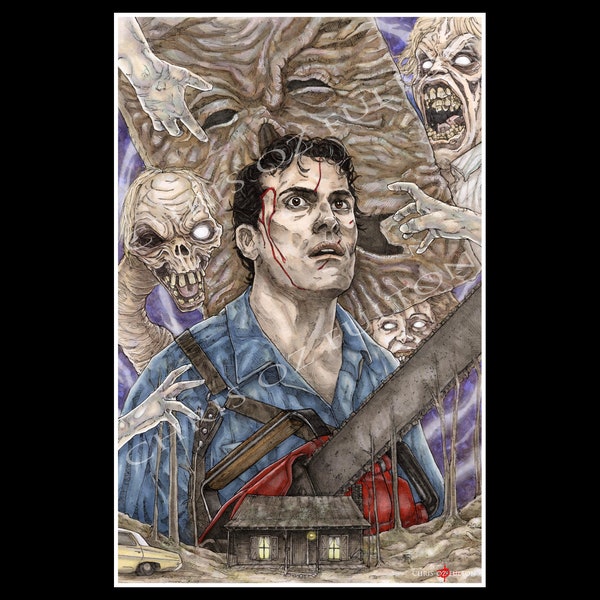 Evil Dead 2 Ash Horror Movie Poster Art Print By Chris Oz Fulton