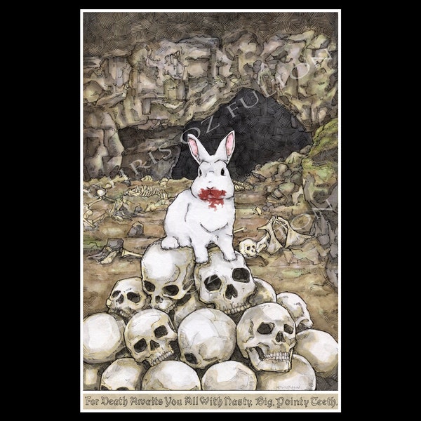 Killer Rabbit von Caerbannog Poster Kunstdruck von Chris Oz Fulton
