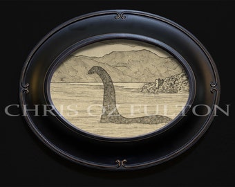 Loch Ness Monster Scotland Cryptid Framed Art Print By Chris Oz Fulton Signed