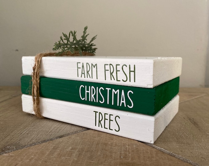 Mini Wood Book Bundle, Decor, Tiered Tray, Christmas Decor, Book Stack ...