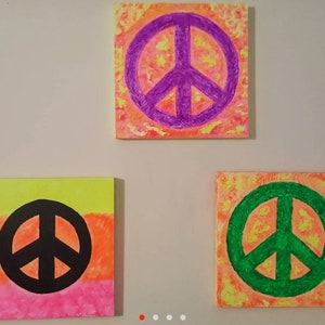 Three (3) Piece Neon Abstract Acrylic Art.