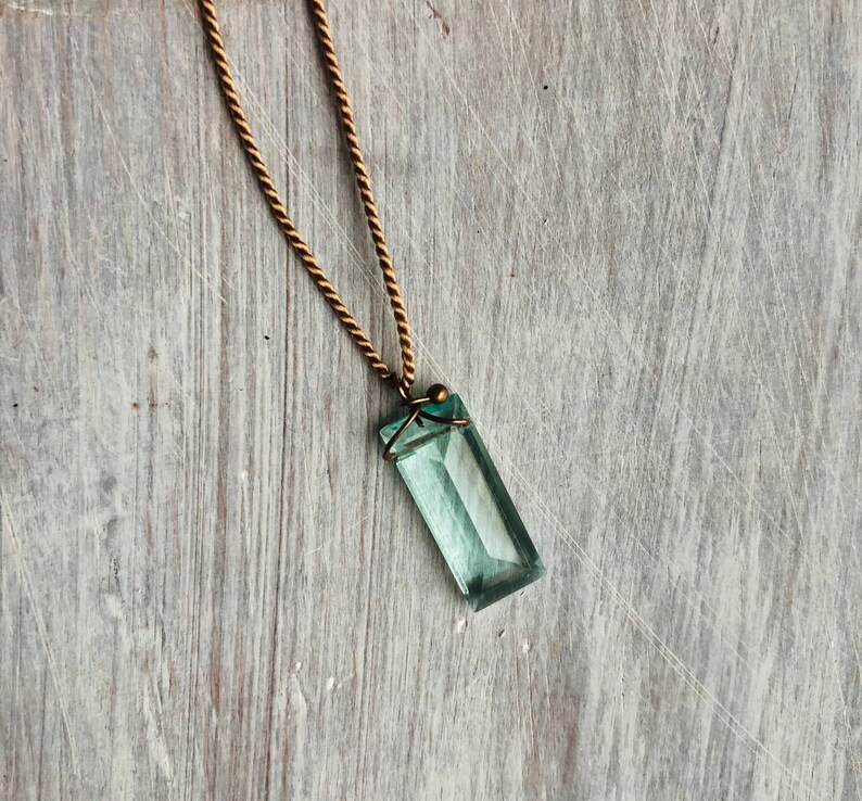 Aqua hydro quartz crystal silk thread necklace