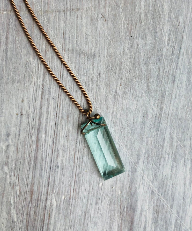 Aqua hydro quartz crystal silk thread necklace
