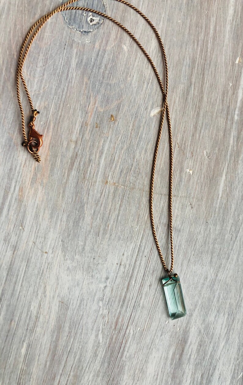 Aqua hydro quartz crystal silk thread necklace