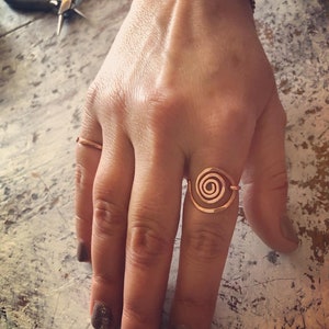Copper spiral circle ring