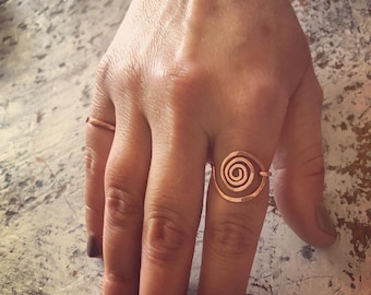 Copper spiral circle ring