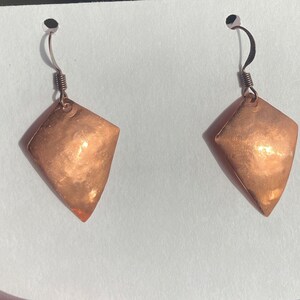 Copper metal diamond dome dangle earrings