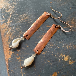 Copper metal seashell drop earrings