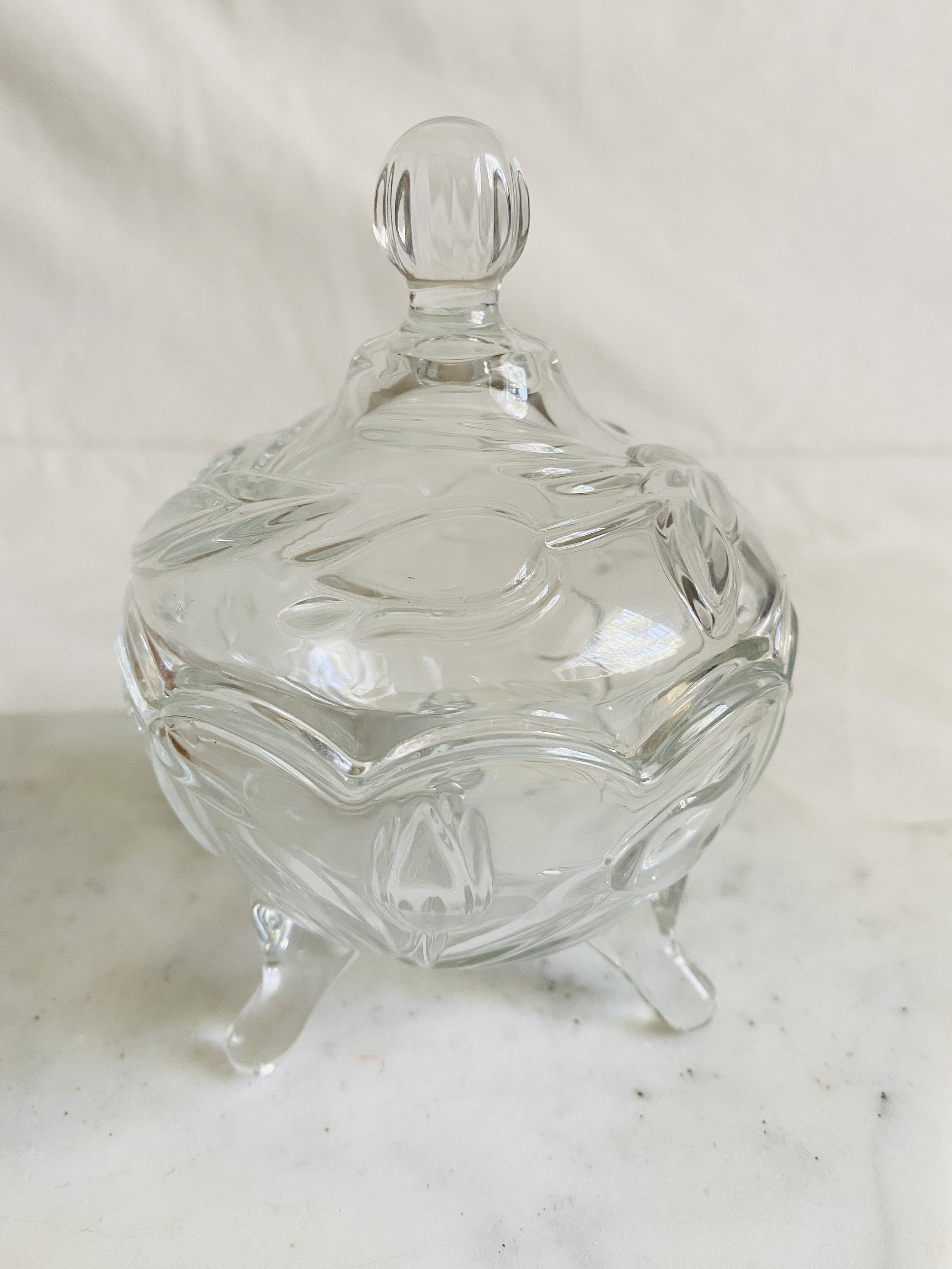 Glass Footed Tulip Etched Candy Dish Royalcore Cottagecore Lidded Candy Dish Dark Academia Trinket Box Royaltycore Tulip Jewelry Box