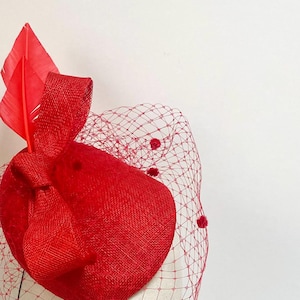 Bright Red Hat, Red Cocktail Hat, Red Sinamay Hat, Red Fascinator, Bright Red Wedding Hat, Red Race Hat, Scarlet Kentucky Derby Hat, Red Hat