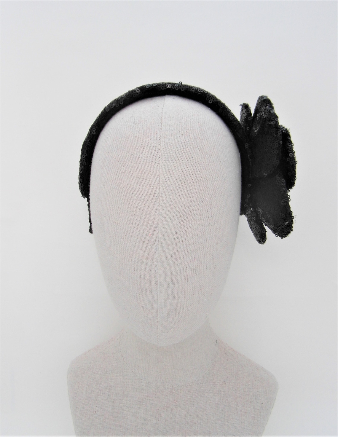 black sequin headpiece