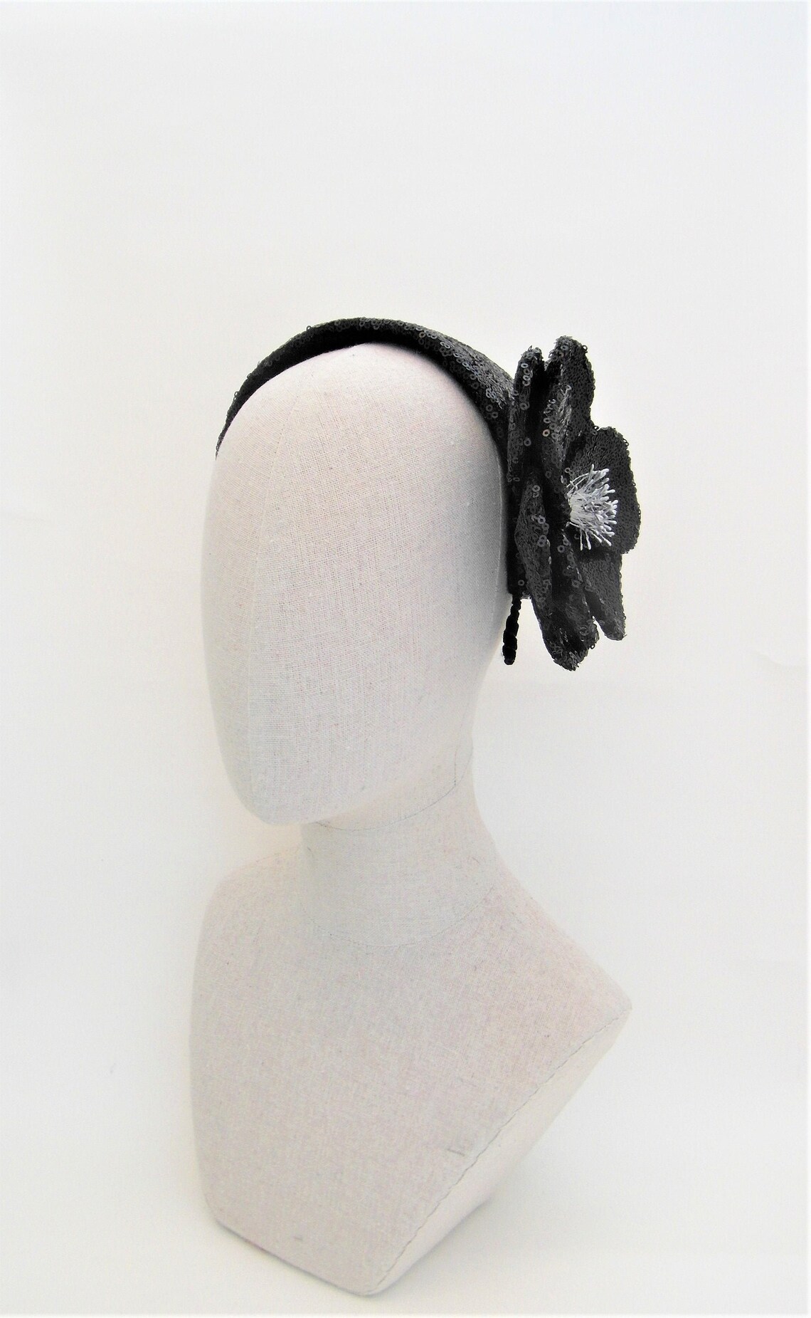 black sequin headpiece