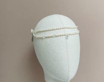 Pearl Bridal Headband, Pearl Wedding Tiara, 1920's Style Wedding Headpiece, Wedding Pearl Headband, Bridal Beaded Tiara, Pearl Headband