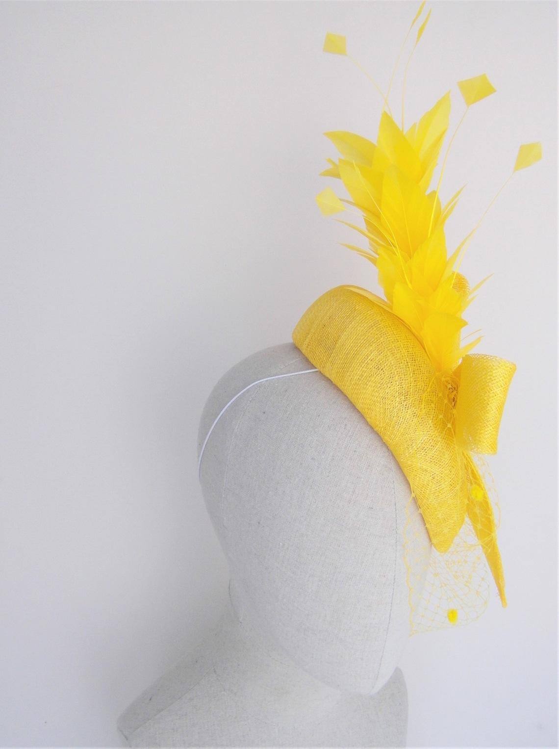 Bright Yellow Sinamay Hat Yellow Fascinator Yellow Wedding Etsy