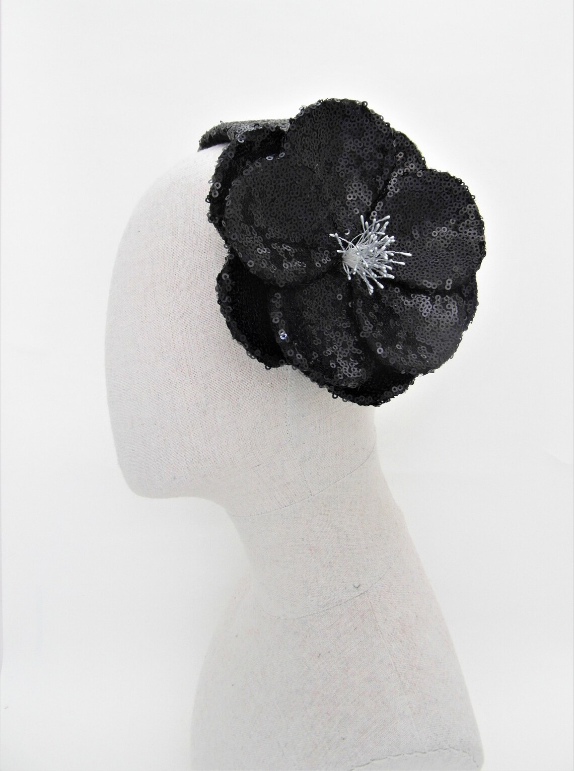 black sequin headpiece