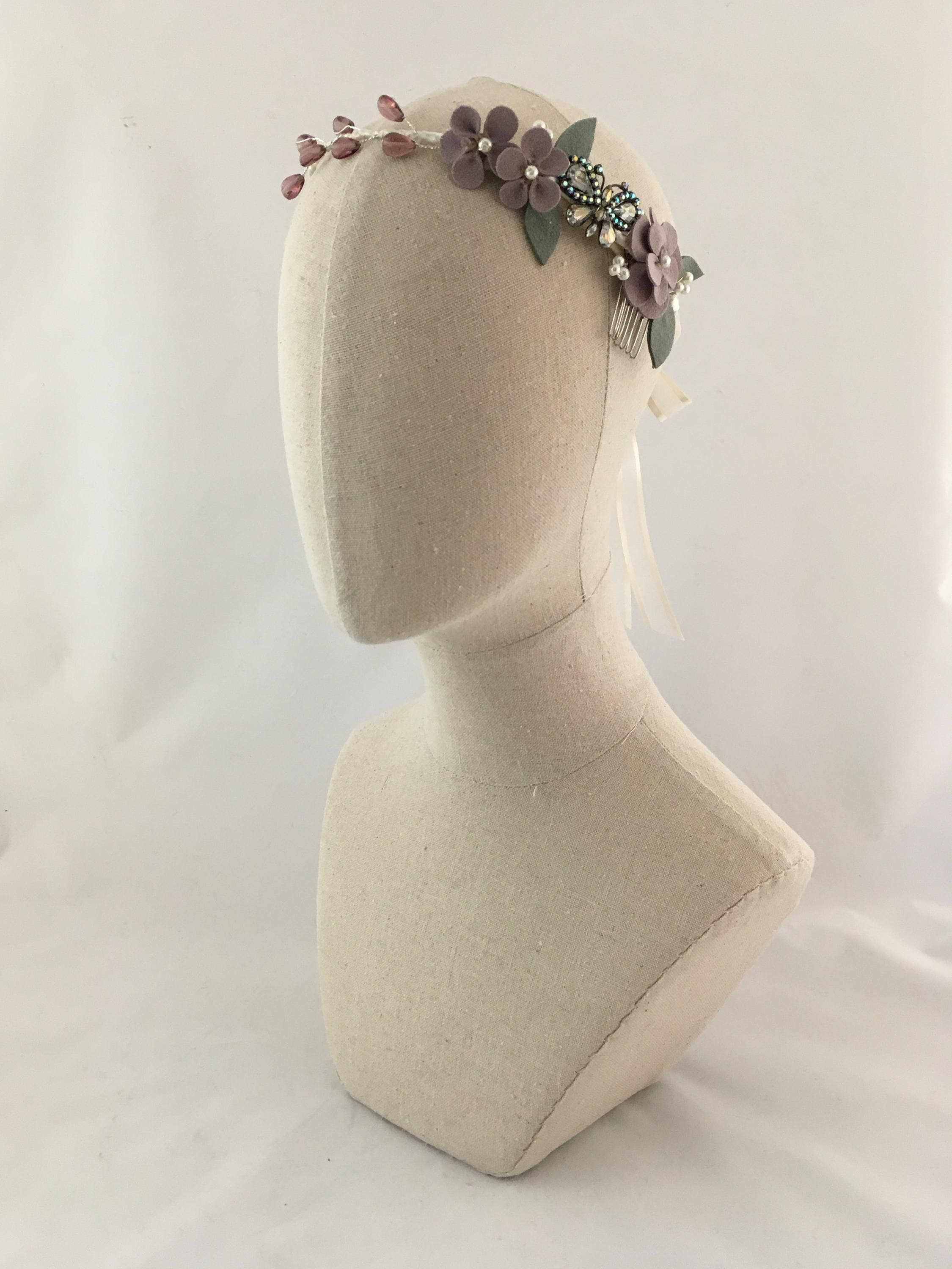 Lilac Flower Wedding Crown Floral Crown Purple Bridal Flower Etsy