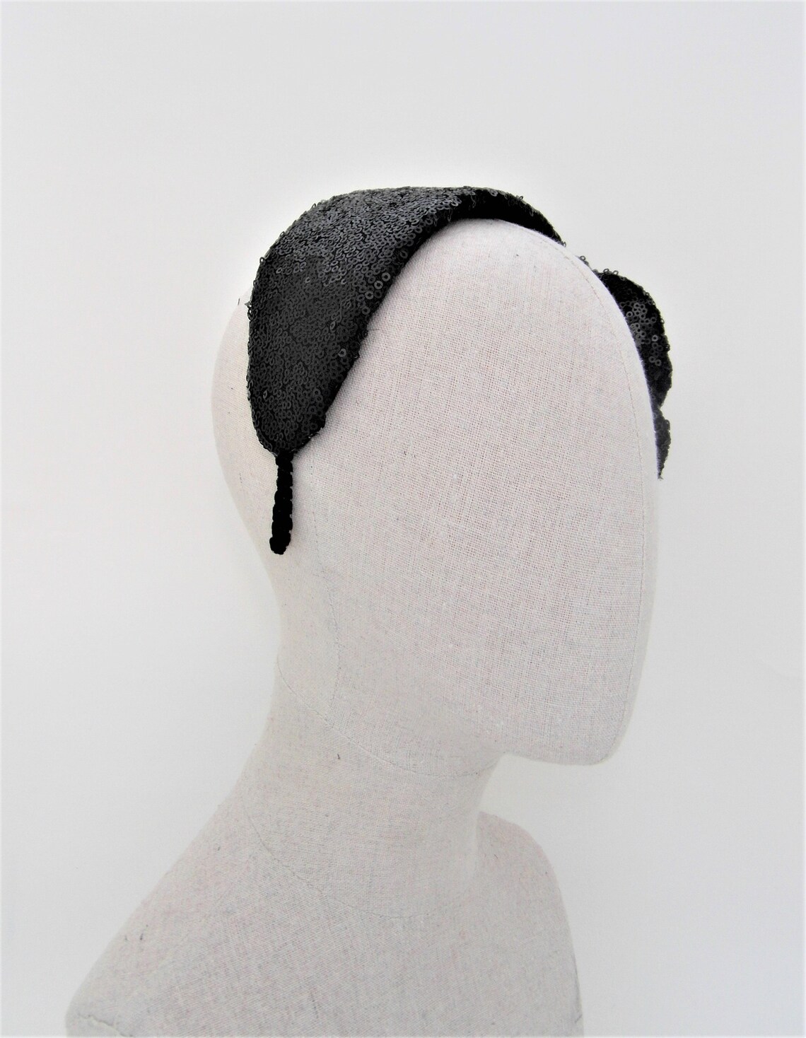 black sequin headpiece