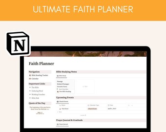 Notion Faith Planner | Digital Faith Planner | Bible Study | Christian Digital Planner