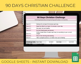 90 Days Christian Challenge Tracker | Google Sheets Tracker