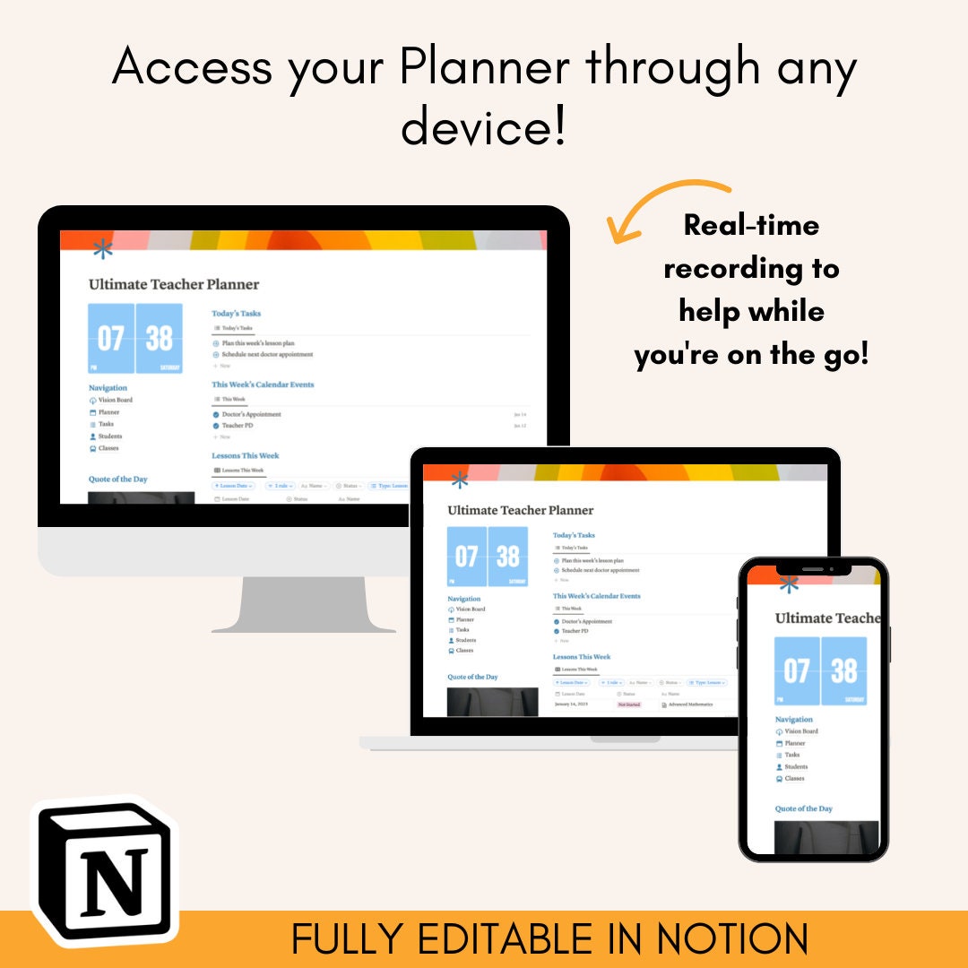 Notion Teacher Planner Digital Teacher Planner Etsy