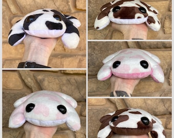 Jumbo Cow Print Frog Plush// Weighted Plush