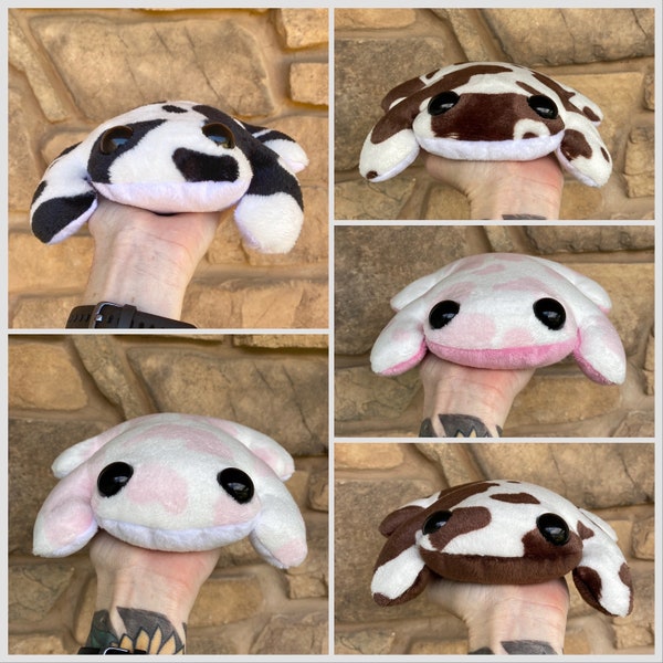 Jumbo Cow Print Frog Plush// Weighted Plush