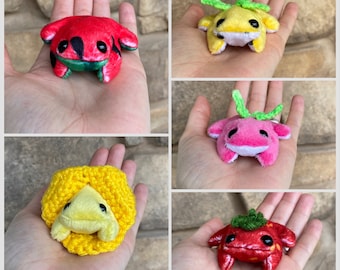 Mini Fruit Frog Plush// Mini Pocket Frog// Bean Bag Frog// Toad Plushie