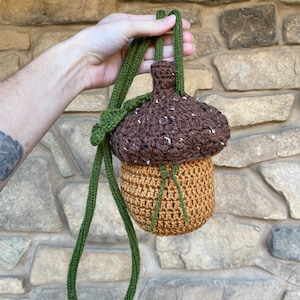 Made To Order Small Acorn Bag// Cross body Acorn Satchel// Acorn Trinket Pouch