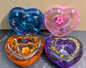 Handmade Heart-Shaped Resin Tealight Candle Holder