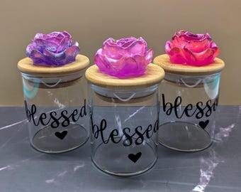 Handmade Small Resin Rose Jar: Decorative Keepsake Container