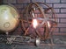 Rustic Industrial Orb Ceiling Light Chandelier Sphere 18' Diameter Wine Barrel Ring 3 Light  Edison Bulbs Antique Brass 