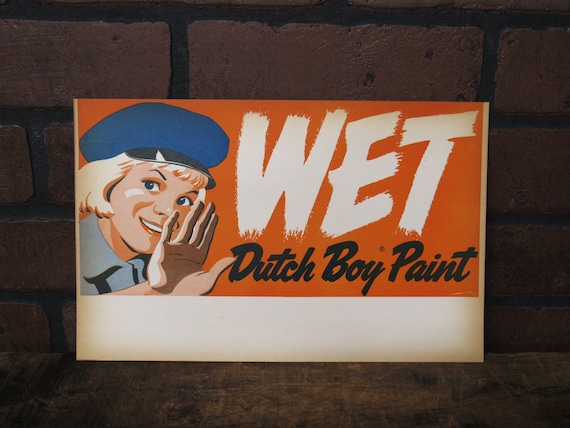 Vintage 1955 Dutch Boy Wet Paint Sign - Etsy