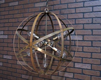 24" Farmhouse Chandelier Industrial Lighting Rustic Chandelier Pendant Lighting Orb Ceiling Light