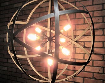 Rustic Chandelier Industrial Lighting Orb Sputnik Chandelier Farmhouse Light Dining Room Light Chandelier