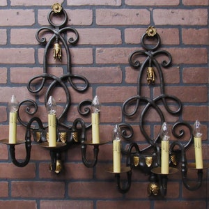 Vintage Antique Wrought Iron Wall Sconce 23.5 Tall Spanish Revival California Mission Rewired Restored image 3