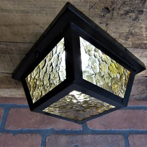 Vintage Flush Mount Ceiling Porch Light Mission Craftsman Porch Light Rewired UL Listed image 5