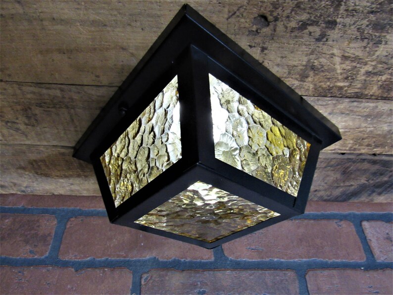 Vintage Flush Mount Ceiling Porch Light Mission Craftsman Porch Light Rewired UL Listed image 5