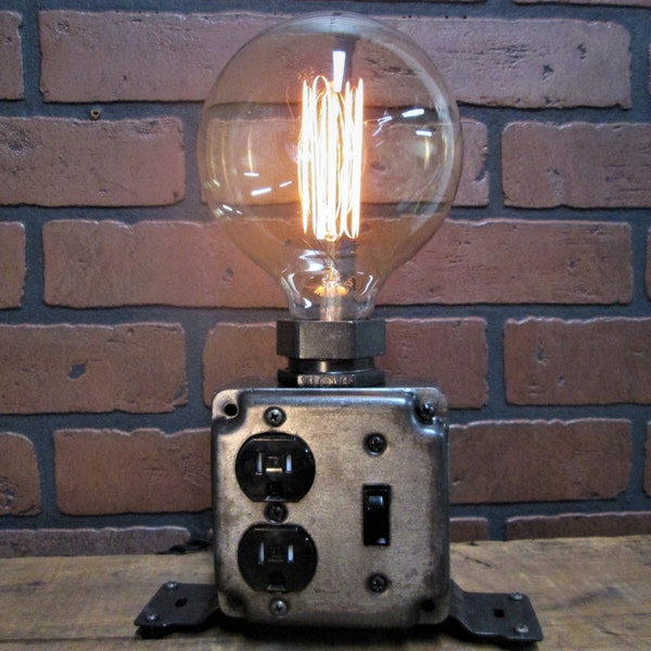 Industrial Desk Lamp - Charging Station - Cell Phone Charger - Edison Bulb - Father's Day Gift - Steampunk Lamp Office lamp
