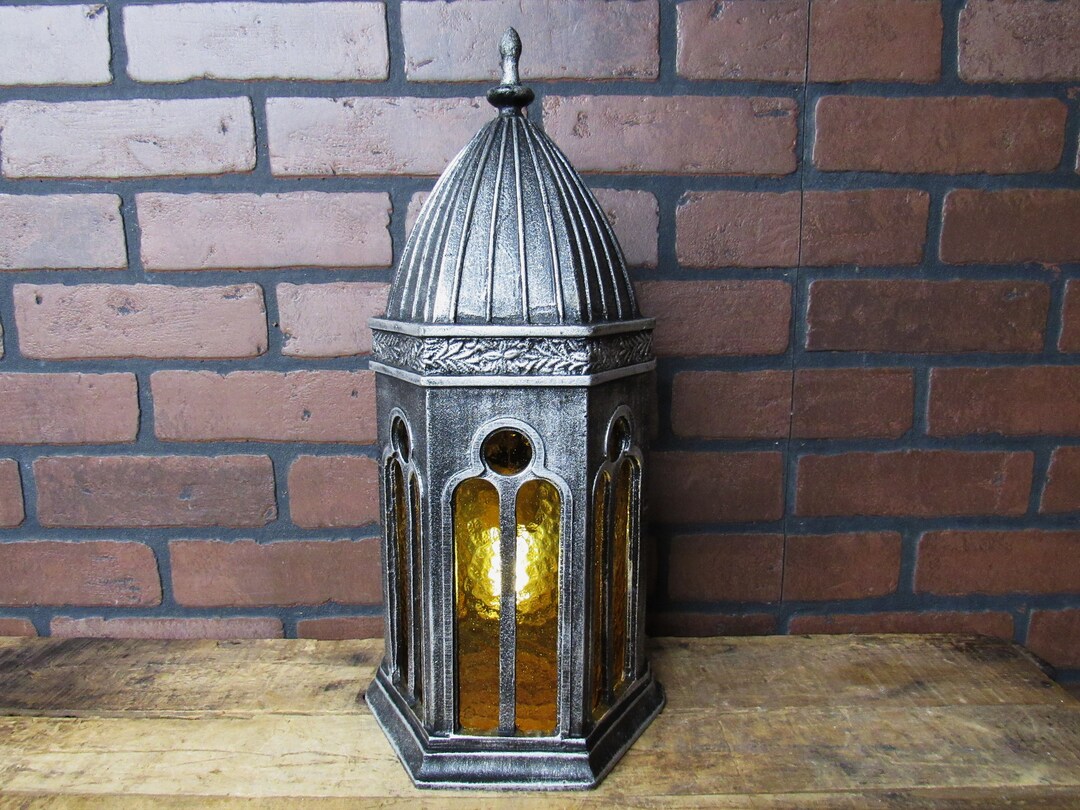 Vintage Gothic Porch Light Sconce Black Silver Amber Porch - Etsy