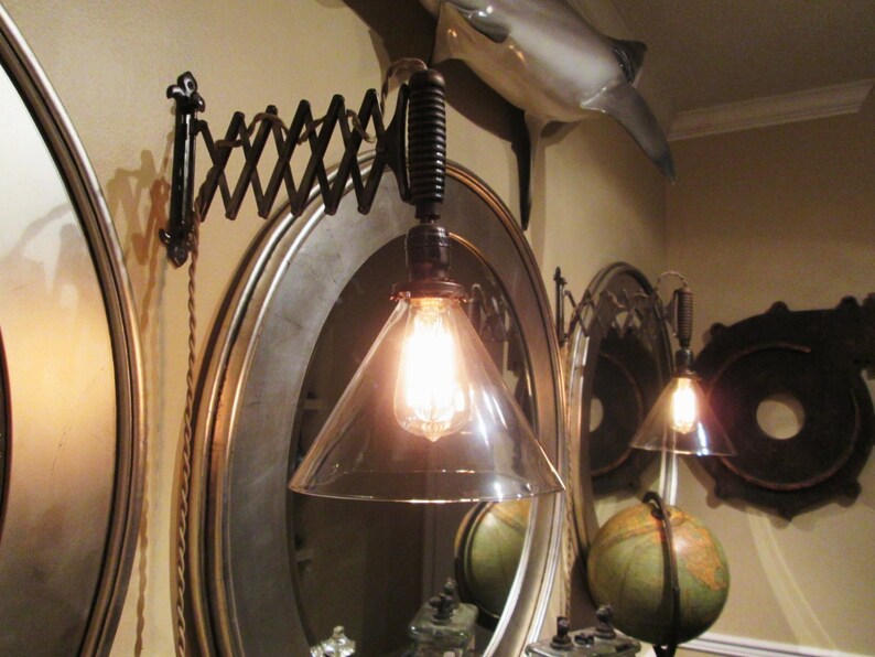 Pair of Vintage Industrial Scissor Arm Light Sconces With Etsy