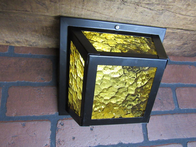 Vintage Flush Mount Ceiling Porch Light Mission Craftsman Porch Light Rewired UL Listed image 7