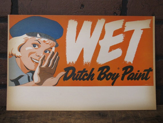Vintage 1955 Dutch Boy Wet Paint Sign - Etsy