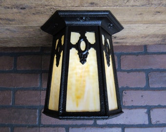 Vintage Antique Porch Ceiling Light Craftsman Mission Bungalow Black 8 3/4" Long