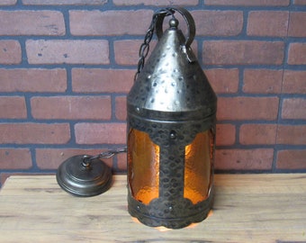 1930's Vintage Antique Porch Ceiling Light, Arts & Crafts Bungalow Cottage Light Fixture 35 1/2" Long